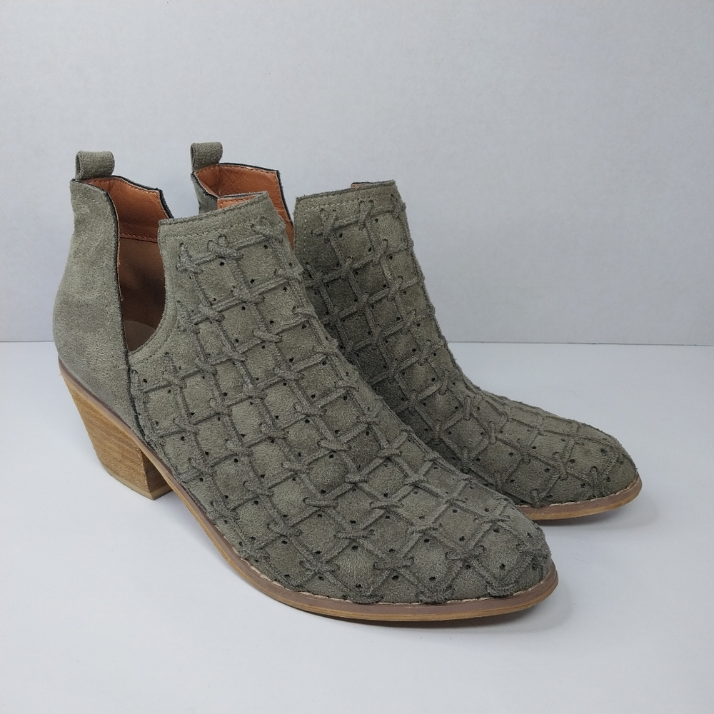 Mi.iM Womens Size 8.5 M LAVIN Western Leather Olive Green Pull On Ankle Booties